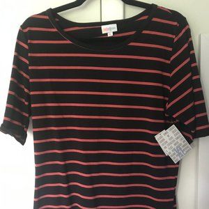 Lularoe XL Gigi Black/Pink Stripe NWT